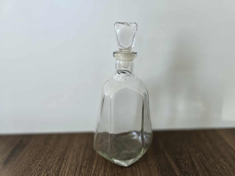 Vintage Glass Decanter with Stopper - Square, Geometric Pattern Carousel 1