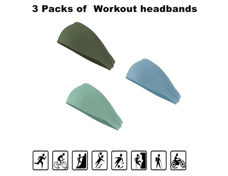 3pcs Workout Headbands for Women Men Sweatband Yoga Sweat Bands Elastic Wide Carousel 2
