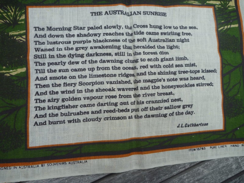 Australian Sunrise BEEEEAUTITUL! Teatowel MINT Carousel 2