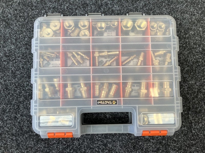 Assorted BRASS Hose & Pipe fittings (108 PC) in Carry Case Carousel 1