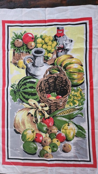 ~" Retro Fast Colours All Pure Linen Vintage Tea Towel "~ Carousel 1