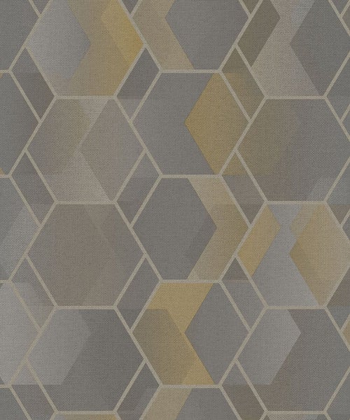 Wallpaper. CASSIUS - Yellow/Grey. #91282 Lot A. PTW. Carousel 1