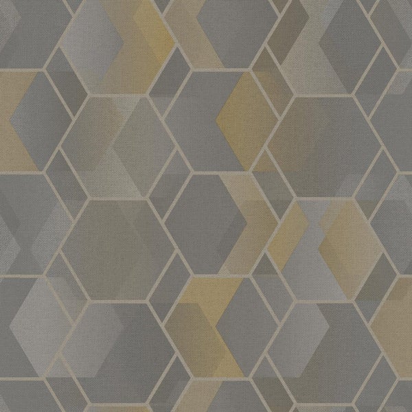 Wallpaper. CASSIUS - Yellow/Grey. #91282 Lot A. PTW. Carousel 2