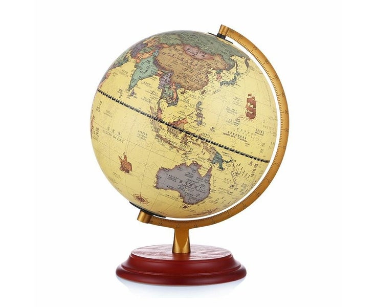 25CM World Globe Antique Desktop Globe Rotating Earth Geography Globe With LE Carousel 1