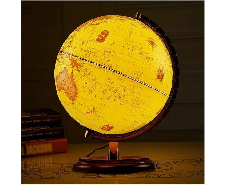 25CM World Globe Antique Desktop Globe Rotating Earth Geography Globe With LE Carousel 2
