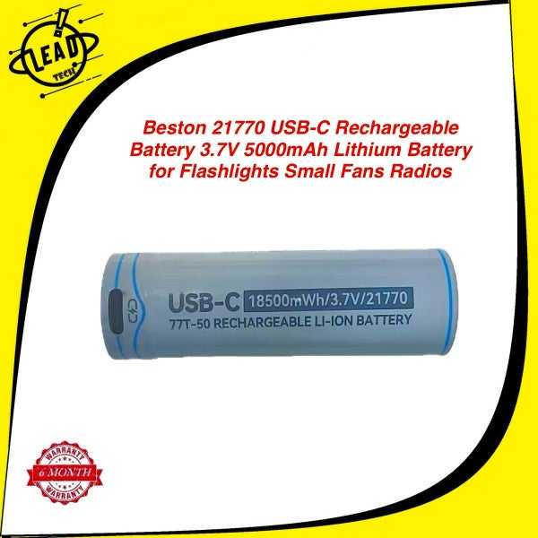 Beston 21770 USB-C Rechargeable Battery 3.7V 5000mAh Lithium Battery Carousel 1