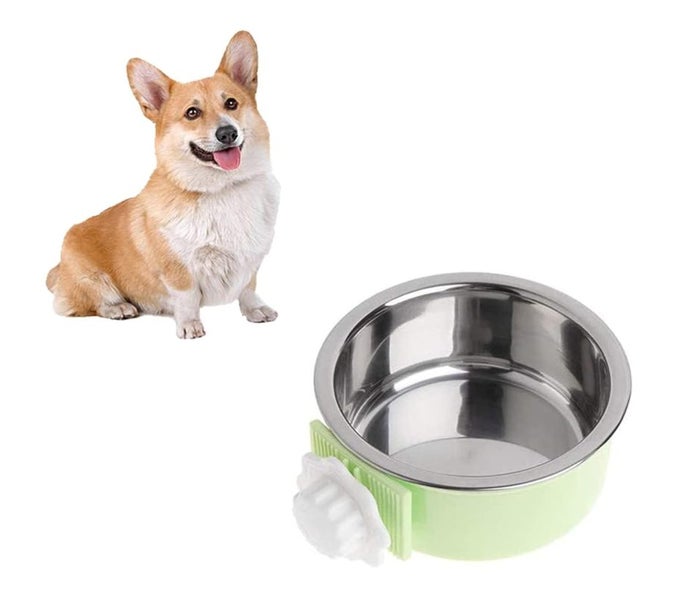 Stainless Steel Pet Cage Hanging Bowl Food Water Feeder Carousel 1
