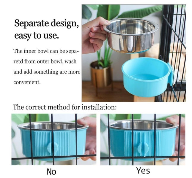 Stainless Steel Pet Cage Hanging Bowl Food Water Feeder Carousel 3