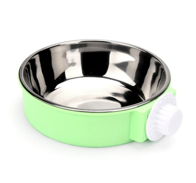 Stainless Steel Pet Cage Hanging Bowl Food Water Feeder Carousel 2