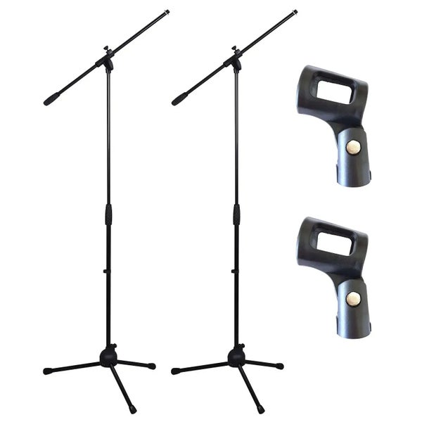 Artist MS017 2 Pack - Budget Black Boom Mic Stand & Mic Clips Carousel 1