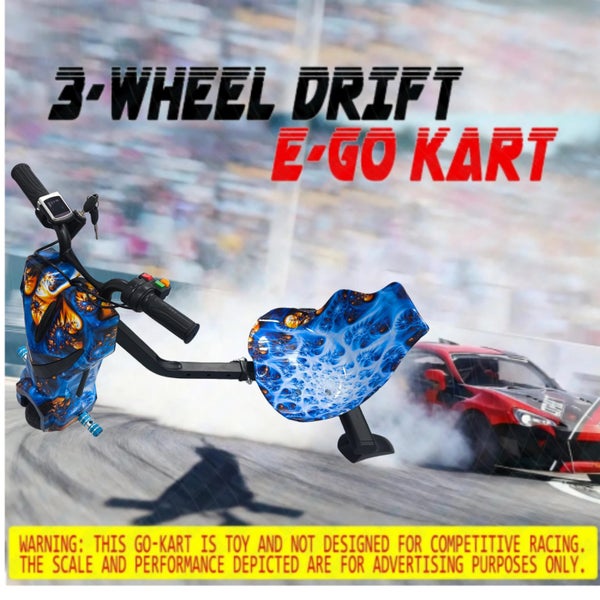 Three-wheeled Electric Drift Car Go Kart for Kids Ride On Trike 350W w/Bluetooth Carousel 1