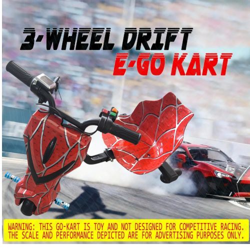 Three-wheeled Electric Drift Car Go Kart for Kids Ride On Trike 350W w/Bluetooth Carousel 1