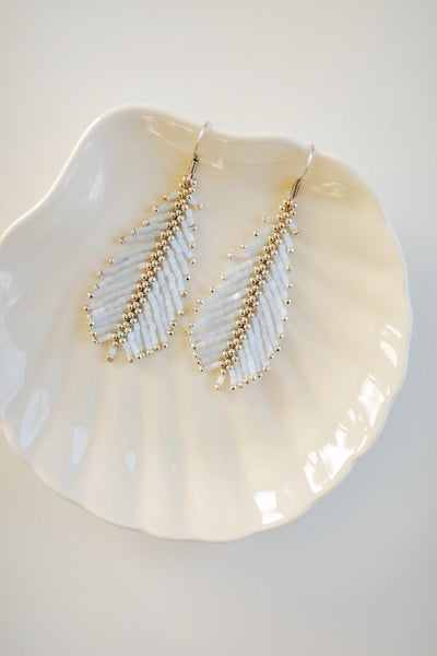 Handmade Beaded Feather Earrings for Women Carousel 2