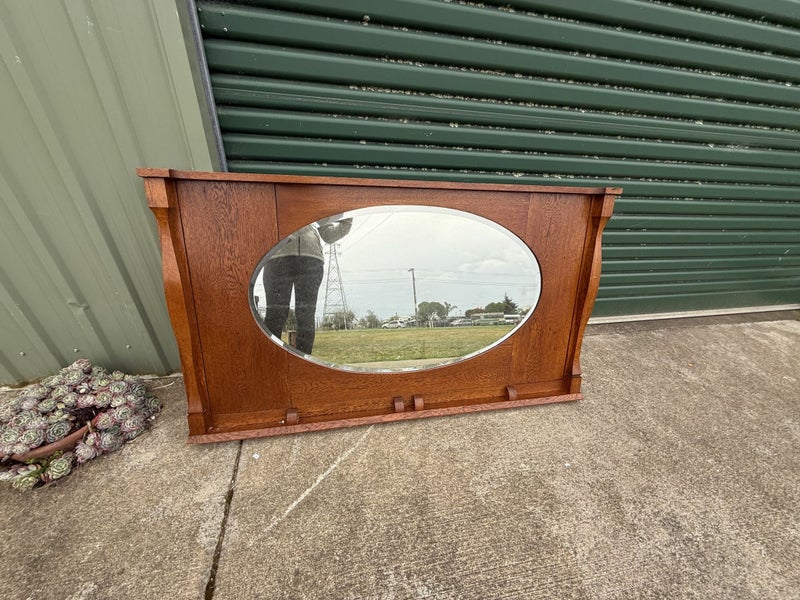 Vintage Oak Over Mantle with Mirror Carousel 1