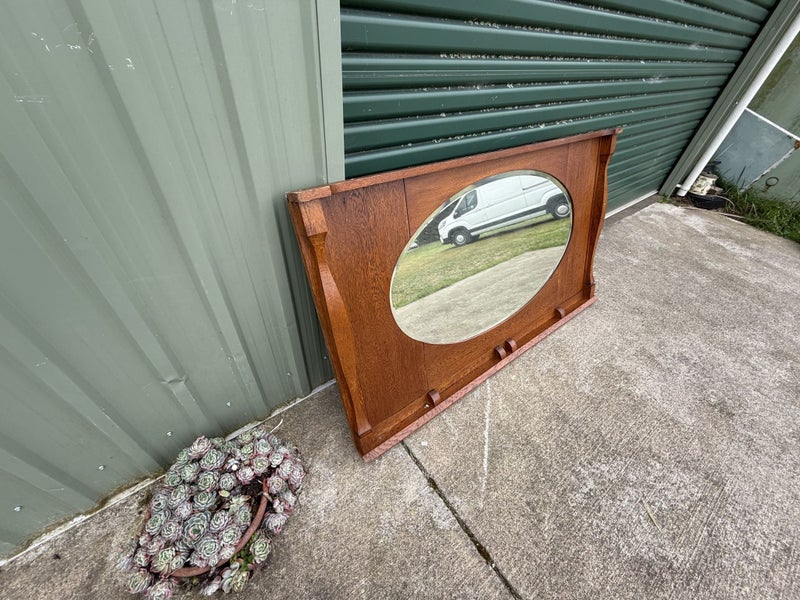 Vintage Oak Over Mantle with Mirror Carousel 2