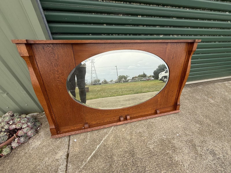 Vintage Oak Over Mantle with Mirror Carousel 5