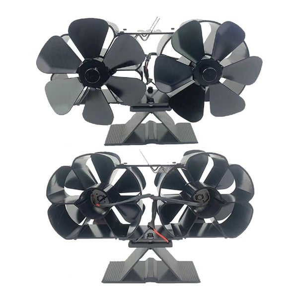 New Double Stove Fan Thermal Powered Dual Silent Motors 12 Blade Wood Stove Fan Carousel 1