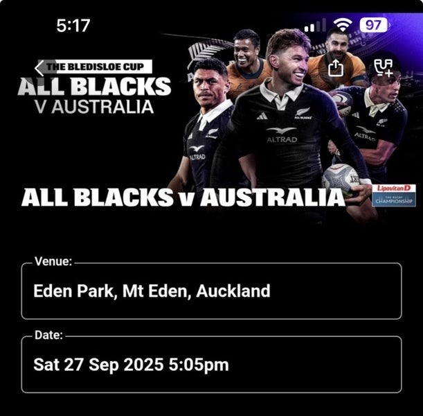 4 x All Blacks tickets63838232786178110