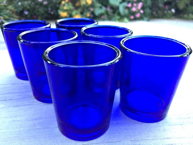 96 Rare New USA Made Blue Candle Holders (or Shot Glasses) Carousel 2