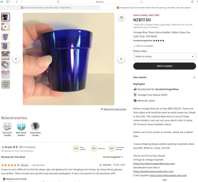 96 Rare New USA Made Blue Candle Holders (or Shot Glasses) Carousel 13