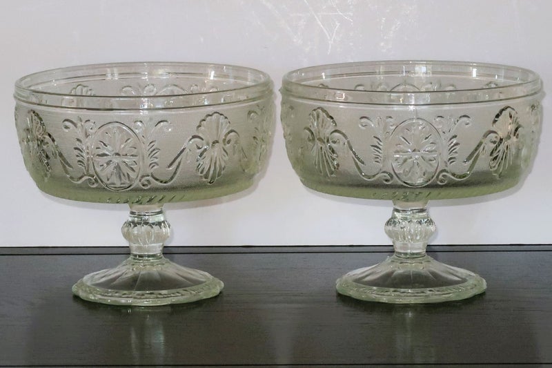 ***GORGEOUS VINTAGE DEPRESSON GLASS FOOTED MATCHNG BOWLS*** Carousel 1