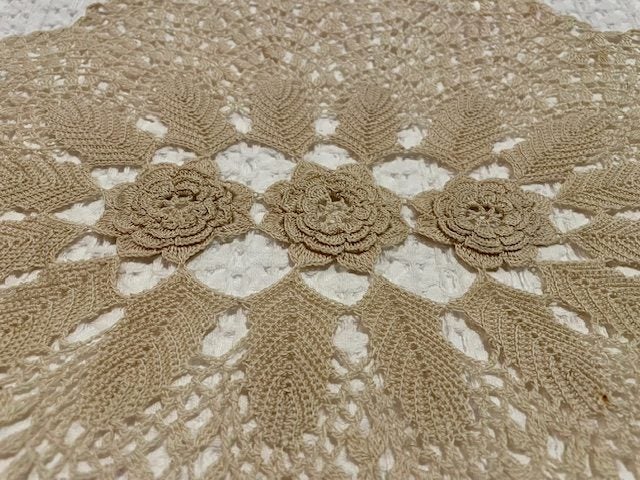 A perfect hand crocheted Doily with raised flowers Carousel 2