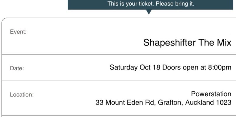 Shapeshifter - 2 x Tickets - Sat 18 October Carousel 4