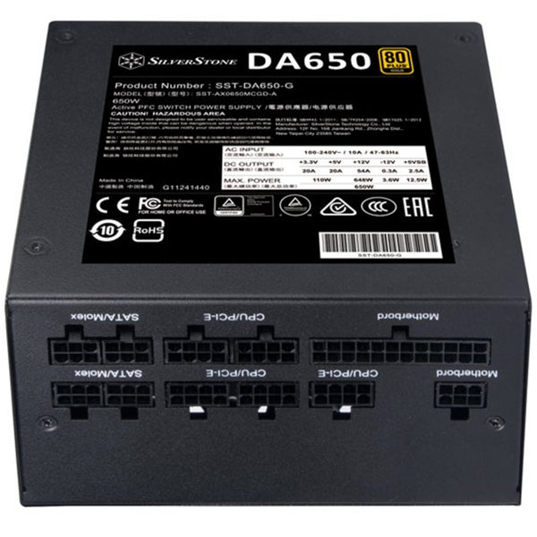 Silverstone DA650 650W ATX Power Supply 80Plus Gold - Silent running - 120mm fan Carousel 10