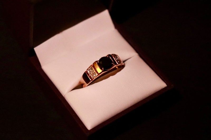 14ct Rose Gold Black and White Diamond Mens Ring Carousel 2