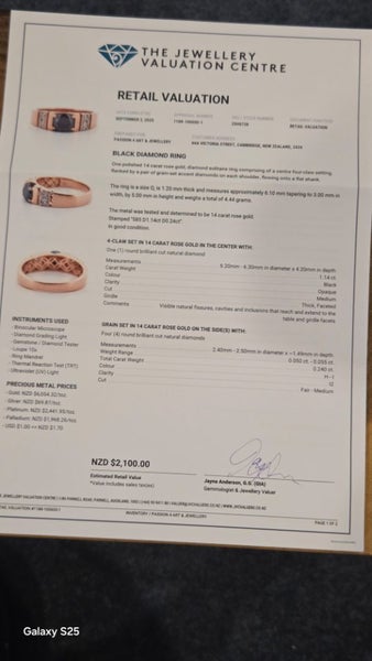 14ct Rose Gold Black and White Diamond Mens Ring Carousel 4