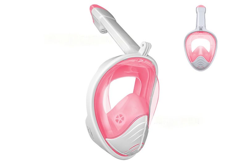 Full Face Snorkel Mask 180 Degree Panoramic View Anti-Fog and Leak Proof -Pink Carousel 1