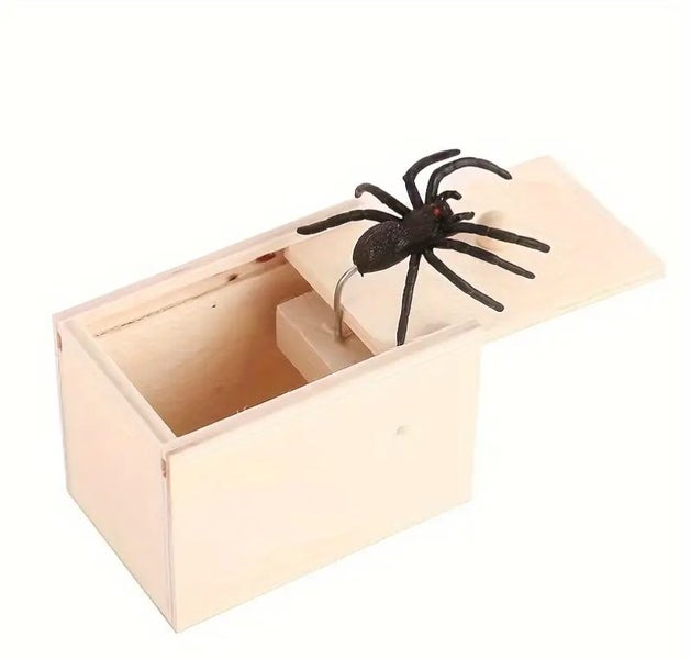 Wooden Prank Trick Practical Joke Home Office Scare Toy Box Gag Spider EE208 Carousel 1