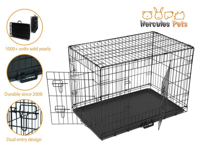 Dog Cage Collapsible Metal Crate 42" 107cm Carousel 1