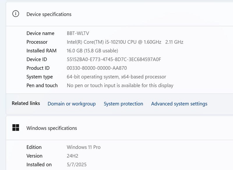Lenovo ThinkPad X1 Carbon Gen 8 – i5 10th Gen | 16GB RAM | 256GB SSD64184267799555114