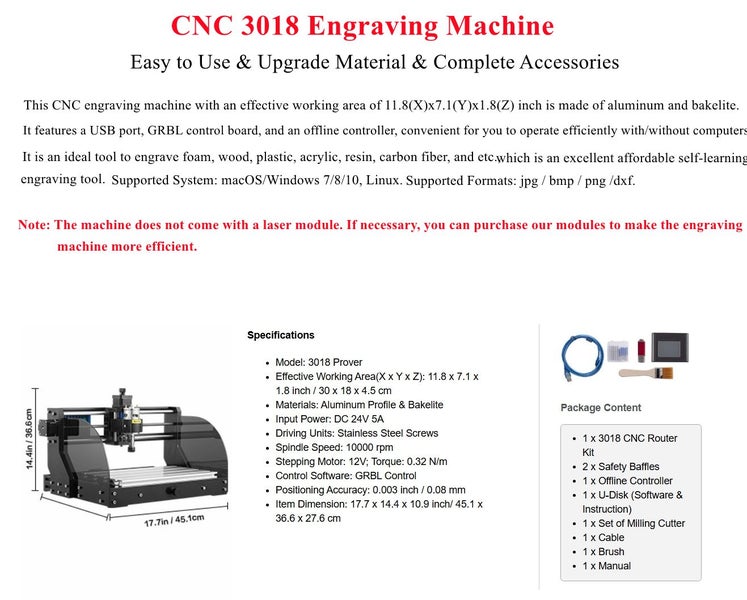 Cnc 3018 Pro Cnc 3018 10000 RPM 3 Axis GRBL Control Cnc Machine Laser Engraver Carousel 2