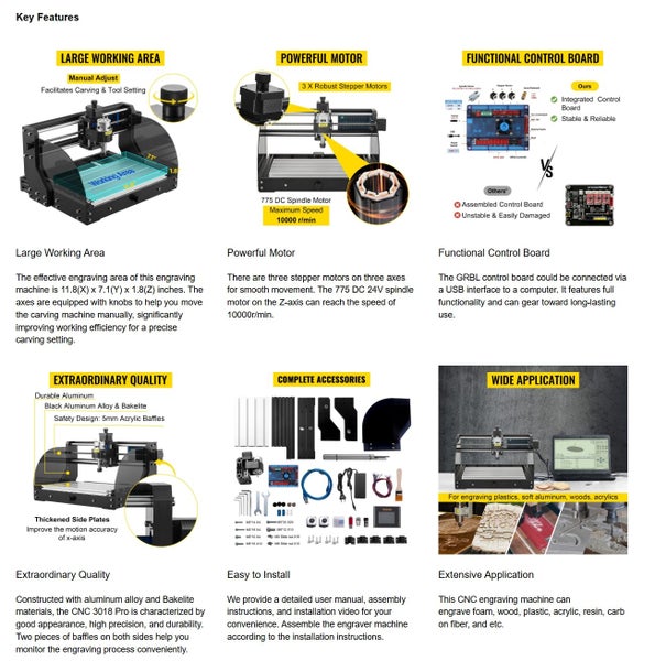 Cnc 3018 Pro Cnc 3018 10000 RPM 3 Axis GRBL Control Cnc Machine Laser Engraver Carousel 14