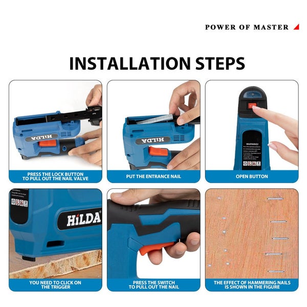 Portable Electric Nail Gun 2000pcs Nails Woodworking Decoration Air Nail Gun Carousel 6