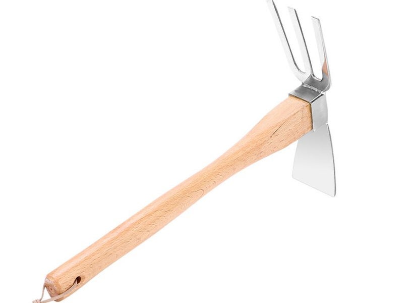 Stainless Steel Hoe with Forks 3 Prongs Combo Garden Tools with Wood Handle Stai Carousel 1