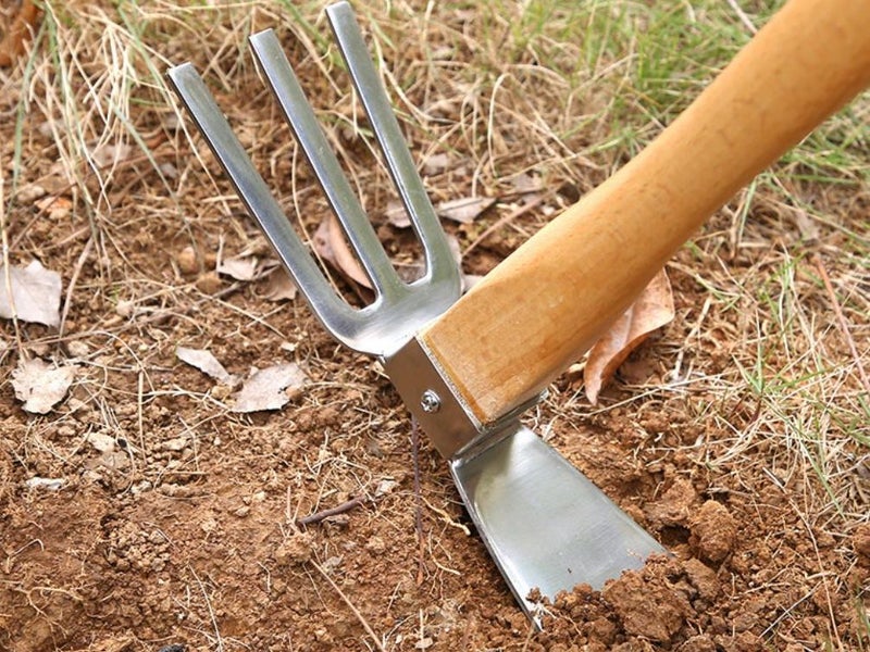 Stainless Steel Hoe with Forks 3 Prongs Combo Garden Tools with Wood Handle Stai Carousel 3