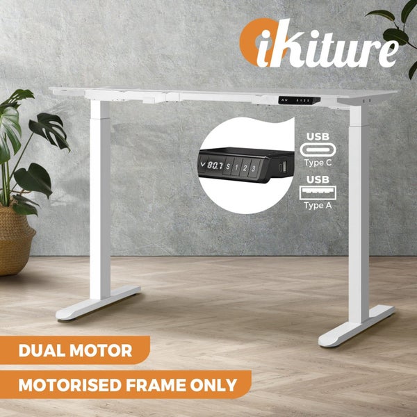 Electric Standing Desk Frame Only Dual Motor White Height Adjustable Carousel 1