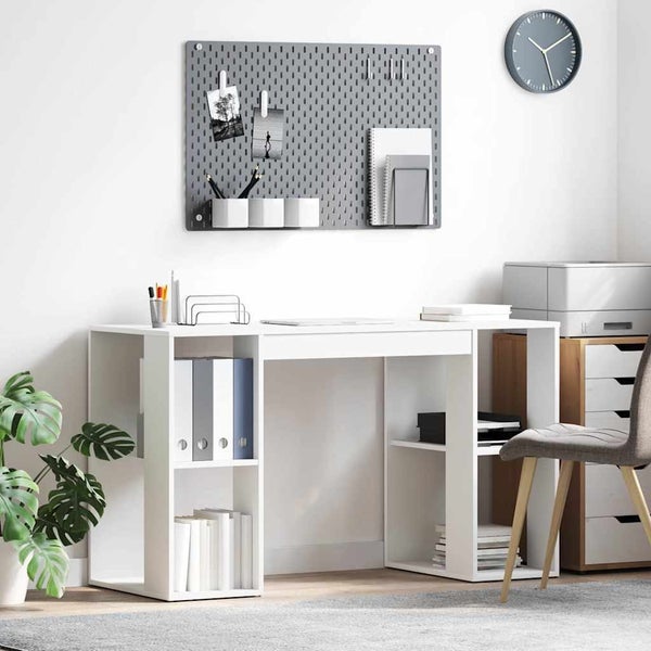 Desk With Storage White 130 X 50.5 X 75 Cm Engineered Wood Nlkakn Carousel 1