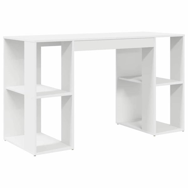 Desk With Storage White 130 X 50.5 X 75 Cm Engineered Wood Nlkakn Carousel 2