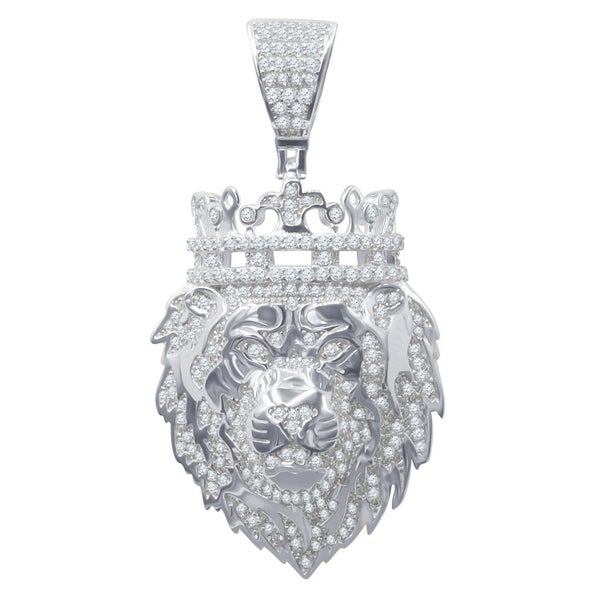 925 Sterling Silver Micro Pave Pendant - KING LION Carousel 1