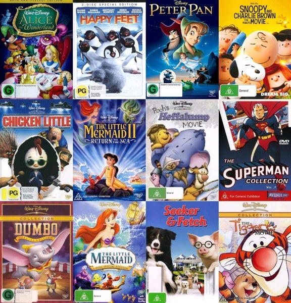 Amazing Children's Bulk Cartoons & Movie Box - 66 DVDs Carousel 1