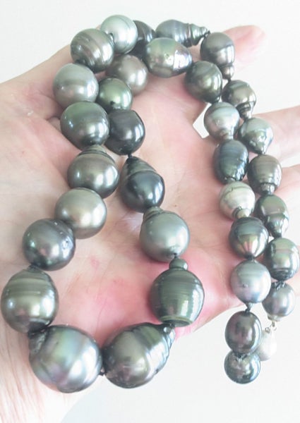 12 - 20 mm Drop Peacock Multicolour Tahitian Pearl Matinee Necklace Carousel 2