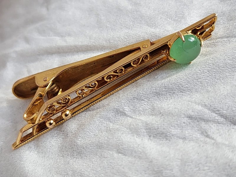 Vintage 14ct Gold Jadeite Tie Clip Jewellery $1 Reserve Carousel 18
