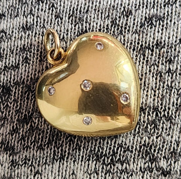 Vintage 18ct Gold Diamond Heart Pendant $1 Reserve Carousel 8