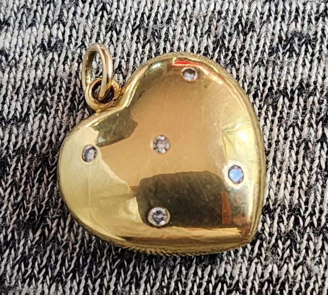Vintage 18ct Gold Diamond Heart Pendant $1 Reserve Carousel 2