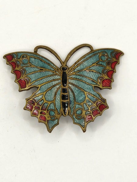 Vintage enamel butterfly brooch Carousel 1