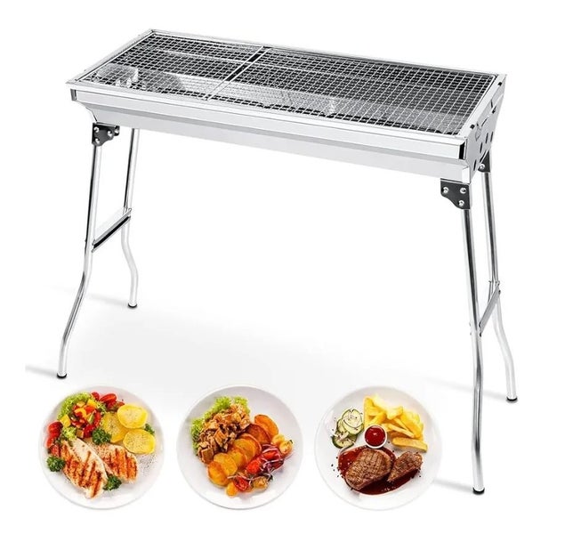 Stainless Charcoal BBQ Grill 73cm with BONUS Stainless Plate - Outdoor Barbeque Carousel 1